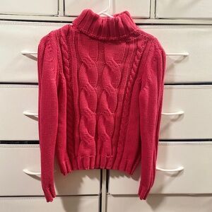 Vintage Fuchsia Pink Cable Knit Sweater